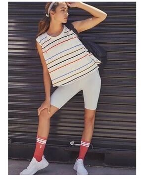 FP Movement Rising Tide‎ Printed Tee Striped Cropped size Small
